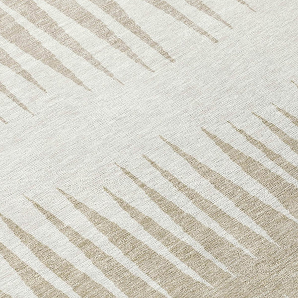 Homeroots 3' Artichoke Green Beige Brown Striped Washable Rug - Perfect For Indoor And Outdoor Spaces 8' Round Polyester 592223