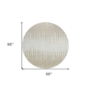 Homeroots 3' Artichoke Green Beige Brown Striped Washable Rug - Perfect For Indoor And Outdoor Spaces 8' Round Polyester 592223