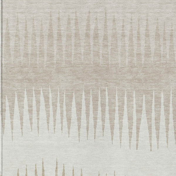 Homeroots 3' Artichoke Green Beige Brown Striped Washable Rug - Perfect For Indoor And Outdoor Spaces 8' X 10' Polyester 592224