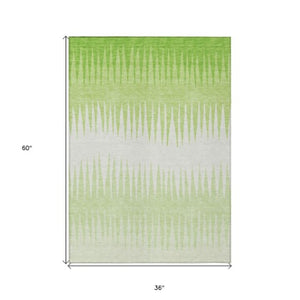 Homeroots 3' Artichoke Green Beige Brown Striped Washable Rug - Perfect For Indoor And Outdoor Spaces 3' X 5' Polyester 592227