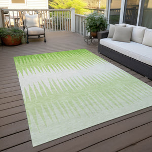Homeroots 3' Artichoke Green Beige Brown Striped Washable Rug - Perfect For Indoor And Outdoor Spaces 3' X 5' Polyester 592227
