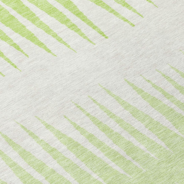 Homeroots 3' Artichoke Green Beige Brown Striped Washable Rug - Perfect For Indoor And Outdoor Spaces 5' X 8' Polyester 592228