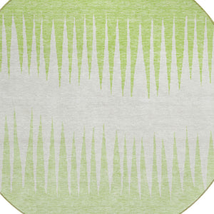 Homeroots 3' Artichoke Green Beige Brown Striped Washable Rug - Perfect For Indoor And Outdoor Spaces 8' Round Polyester 592229