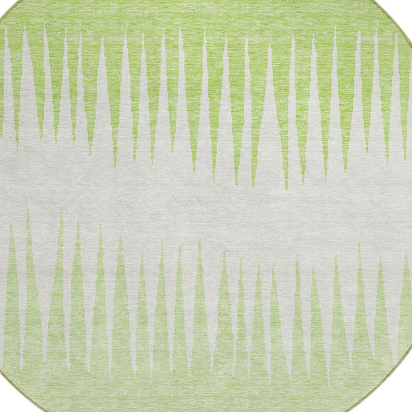Homeroots 3' Artichoke Green Beige Brown Striped Washable Rug - Perfect For Indoor And Outdoor Spaces 8' Round Polyester 592229