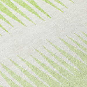 Homeroots 3' Artichoke Green Beige Brown Striped Washable Rug - Perfect For Indoor And Outdoor Spaces 8' Round Polyester 592229