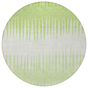 Homeroots 3' Artichoke Green Beige Brown Striped Washable Rug - Perfect For Indoor And Outdoor Spaces 8' Round Polyester 592229