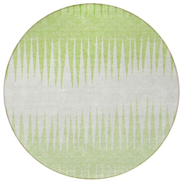 Homeroots 3' Artichoke Green Beige Brown Striped Washable Rug - Perfect For Indoor And Outdoor Spaces 8' Round Polyester 592229