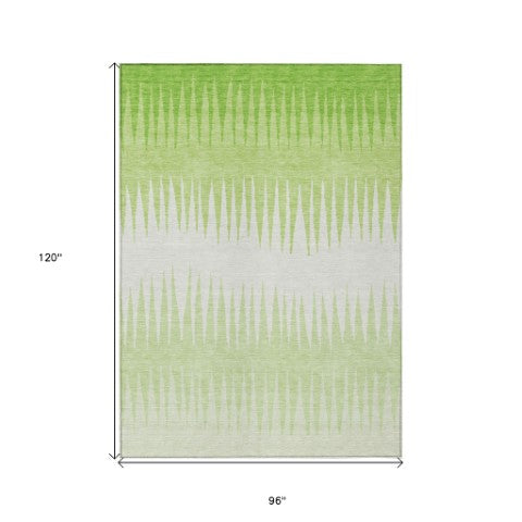 Homeroots 3' Artichoke Green Beige Brown Striped Washable Rug - Perfect For Indoor And Outdoor Spaces 8' X 10' Polyester 592230