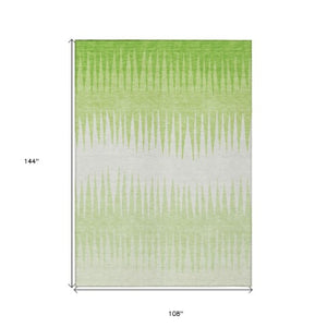 Homeroots 3' Artichoke Green Beige Brown Striped Washable Rug - Perfect For Indoor And Outdoor Spaces 9' X 12' Polyester 592231