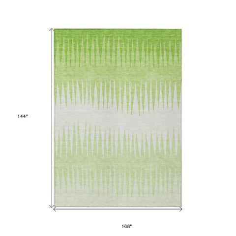 Homeroots 3' Artichoke Green Beige Brown Striped Washable Rug - Perfect For Indoor And Outdoor Spaces 9' X 12' Polyester 592231