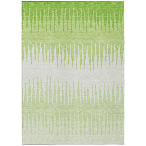 HomeRoots 9' Striped Washable Area Rug in Lime Green and Ivory – Durable Indoor Outdoor Style for Any Space 9' X 12' 592231