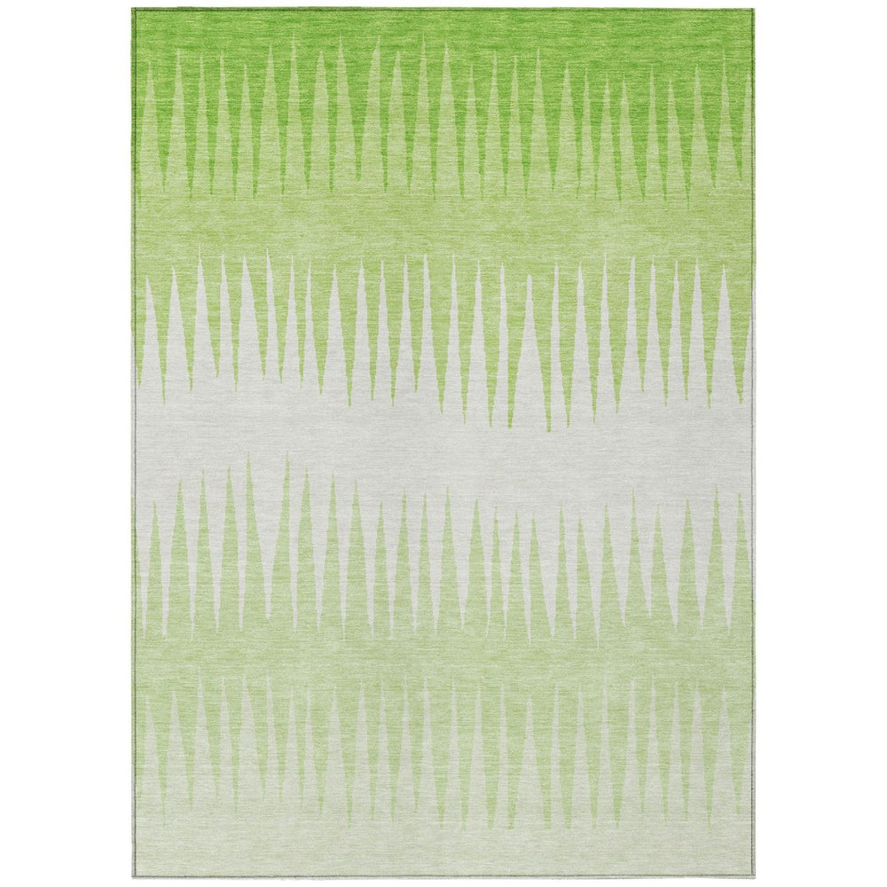 HomeRoots 5' Cheerful Lime Green and Ivory Striped Washable Area Rug for Indoor and Outdoor Spaces 10' X 14' 592232