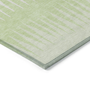 Homeroots 3' Artichoke Green Beige Brown Striped Washable Rug - Perfect For Indoor And Outdoor Spaces 10' X 14' Polyester 592232