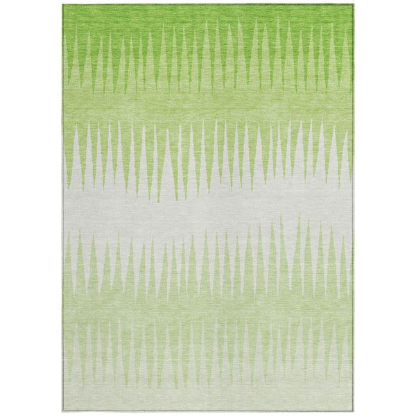 Homeroots 3' Artichoke Green Beige Brown Striped Washable Rug - Perfect For Indoor And Outdoor Spaces 10' X 14' Polyester 592232