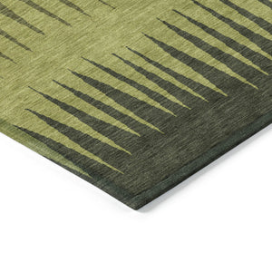 Homeroots 3' Artichoke Green Beige Brown Striped Washable Rug - Perfect For Indoor And Outdoor Spaces 5' X 8' Polyester 592234