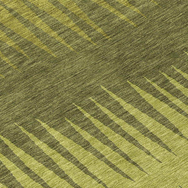 Homeroots 3' Artichoke Green Beige Brown Striped Washable Rug - Perfect For Indoor And Outdoor Spaces 8' Round Polyester 592235