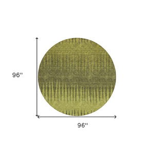 Homeroots 3' Artichoke Green Beige Brown Striped Washable Rug - Perfect For Indoor And Outdoor Spaces 8' Round Polyester 592235