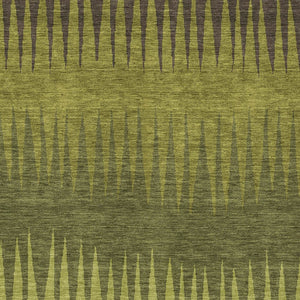 Homeroots 3' Artichoke Green Beige Brown Striped Washable Rug - Perfect For Indoor And Outdoor Spaces 9' X 12' Polyester 592237