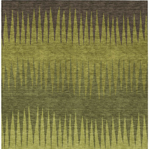 Homeroots 3' Artichoke Green Beige Brown Striped Washable Rug - Perfect For Indoor And Outdoor Spaces 10' X 14' Polyester 592238