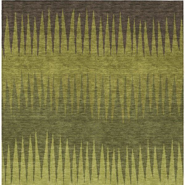 Homeroots 3' Artichoke Green Beige Brown Striped Washable Rug - Perfect For Indoor And Outdoor Spaces 10' X 14' Polyester 592238