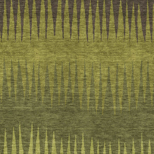 Homeroots 3' Artichoke Green Beige Brown Striped Washable Rug - Perfect For Indoor And Outdoor Spaces 10' X 14' Polyester 592238