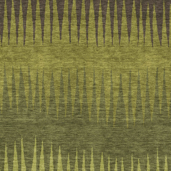 Homeroots 3' Artichoke Green Beige Brown Striped Washable Rug - Perfect For Indoor And Outdoor Spaces 10' X 14' Polyester 592238