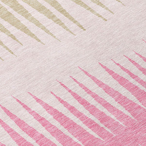 Homeroots 3' Artichoke Green Beige Brown Striped Washable Rug - Perfect For Indoor And Outdoor Spaces 3' X 5' Polyester 592239