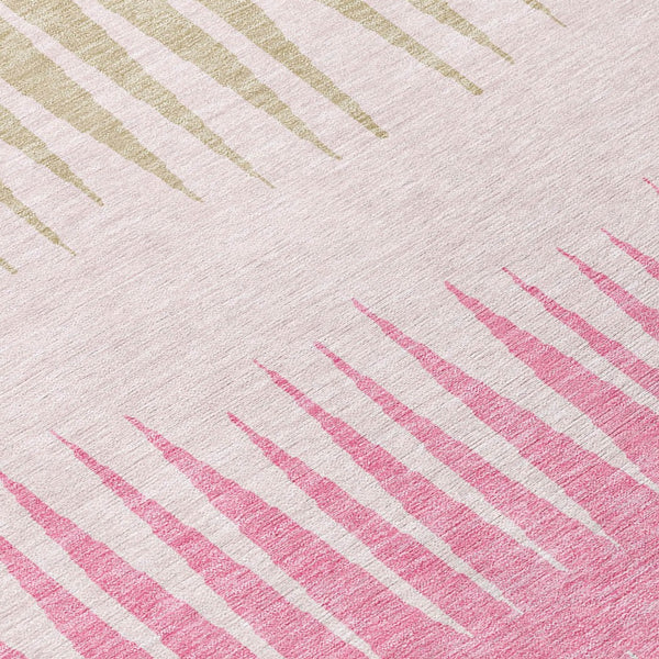 Homeroots 3' Artichoke Green Beige Brown Striped Washable Rug - Perfect For Indoor And Outdoor Spaces 3' X 5' Polyester 592239