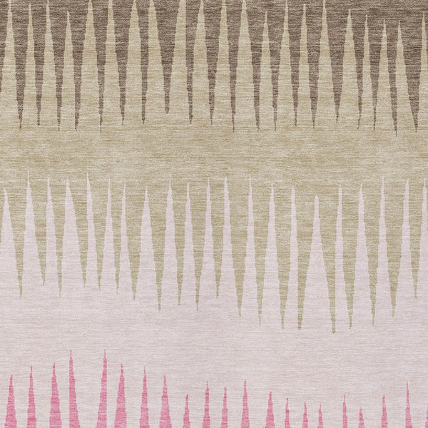 Homeroots 3' Artichoke Green Beige Brown Striped Washable Rug - Perfect For Indoor And Outdoor Spaces 5' X 8' Polyester 592240