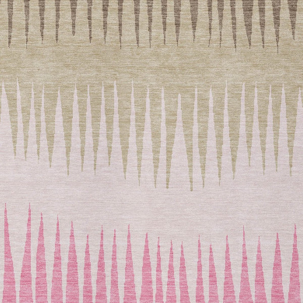 Homeroots 3' Artichoke Green Beige Brown Striped Washable Rug - Perfect For Indoor And Outdoor Spaces 8' X 10' Polyester 592242