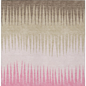 Homeroots 3' Artichoke Green Beige Brown Striped Washable Rug - Perfect For Indoor And Outdoor Spaces 8' X 10' Polyester 592242