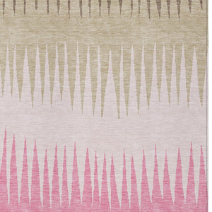 Homeroots 3' Artichoke Green Beige Brown Striped Washable Rug - Perfect For Indoor And Outdoor Spaces 9' X 12' Polyester 592243