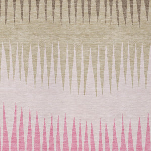 Homeroots 3' Artichoke Green Beige Brown Striped Washable Rug - Perfect For Indoor And Outdoor Spaces 10' X 14' Polyester 592244