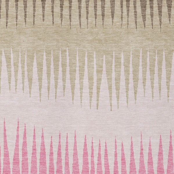 Homeroots 3' Artichoke Green Beige Brown Striped Washable Rug - Perfect For Indoor And Outdoor Spaces 10' X 14' Polyester 592244