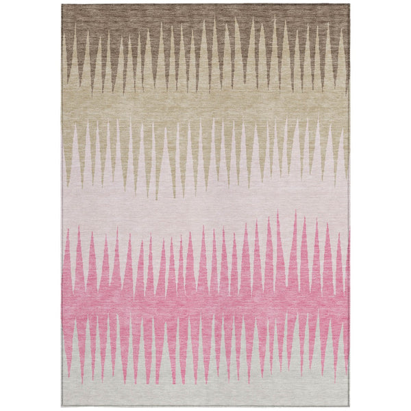 Homeroots 3' Artichoke Green Beige Brown Striped Washable Rug - Perfect For Indoor And Outdoor Spaces 10' X 14' Polyester 592244