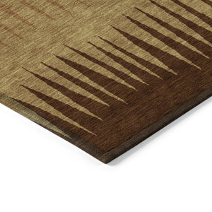 Homeroots 3' Artichoke Green Beige Brown Striped Washable Rug - Perfect For Indoor And Outdoor Spaces 3' X 5' Polyester 592245