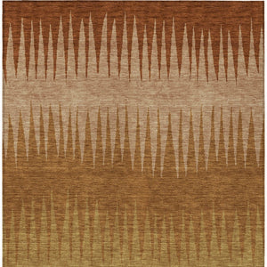 Homeroots 3' Artichoke Green Beige Brown Striped Washable Rug - Perfect For Indoor And Outdoor Spaces 5' X 8' Polyester 592246