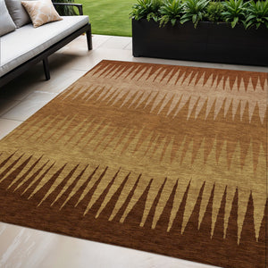 Homeroots 3' Artichoke Green Beige Brown Striped Washable Rug - Perfect For Indoor And Outdoor Spaces 5' X 8' Polyester 592246