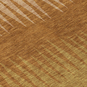 Homeroots 3' Artichoke Green Beige Brown Striped Washable Rug - Perfect For Indoor And Outdoor Spaces 8' Round Polyester 592247