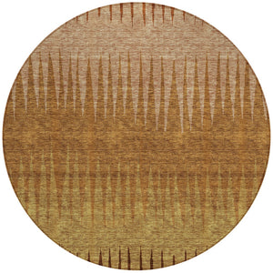 Homeroots 3' Artichoke Green Beige Brown Striped Washable Rug - Perfect For Indoor And Outdoor Spaces 8' Round Polyester 592247