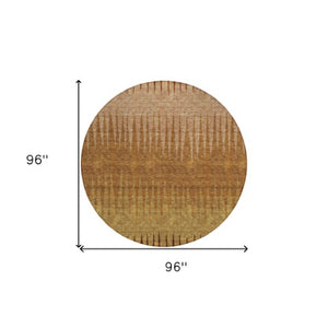 Homeroots 3' Artichoke Green Beige Brown Striped Washable Rug - Perfect For Indoor And Outdoor Spaces 8' Round Polyester 592247