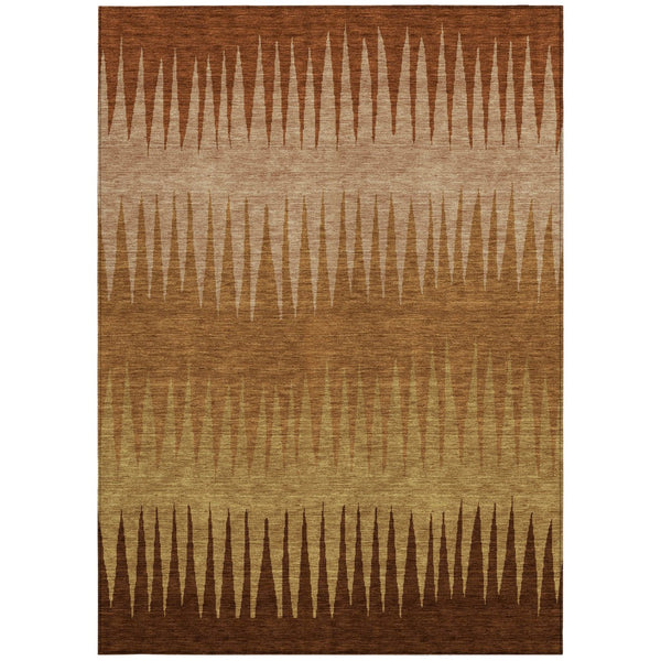 Homeroots 3' Artichoke Green Beige Brown Striped Washable Rug - Perfect For Indoor And Outdoor Spaces 9' X 12' Polyester 592249