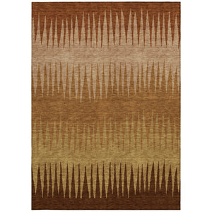 Homeroots 3' Artichoke Green Beige Brown Striped Washable Rug - Perfect For Indoor And Outdoor Spaces 10' X 14' Polyester 592250