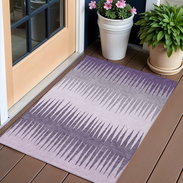 Homeroots 3' Artichoke Green Beige Brown Striped Washable Rug - Perfect For Indoor And Outdoor Spaces 3' X 5' Polyester 592251