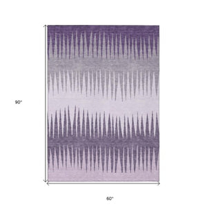 Homeroots 3' Artichoke Green Beige Brown Striped Washable Rug - Perfect For Indoor And Outdoor Spaces 5' X 8' Polyester 592252