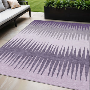 Homeroots 3' Artichoke Green Beige Brown Striped Washable Rug - Perfect For Indoor And Outdoor Spaces 5' X 8' Polyester 592252