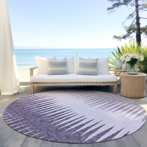 Homeroots 3' Artichoke Green Beige Brown Striped Washable Rug - Perfect For Indoor And Outdoor Spaces 8' Round Polyester 592253