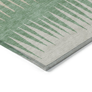 Homeroots 3' Artichoke Green Beige Brown Striped Washable Rug - Perfect For Indoor And Outdoor Spaces 3' X 5' Polyester 592257