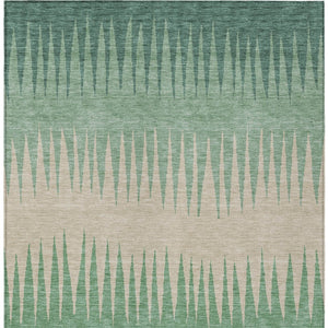 Homeroots 3' Artichoke Green Beige Brown Striped Washable Rug - Perfect For Indoor And Outdoor Spaces 3' X 5' Polyester 592257