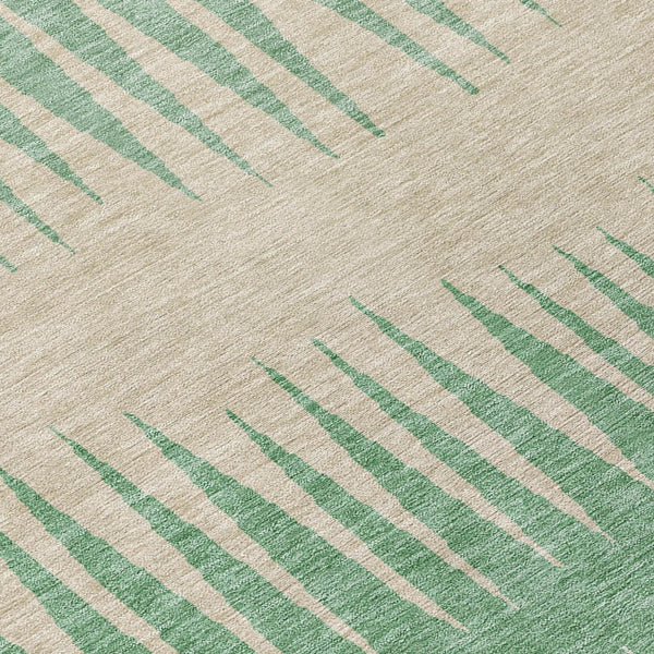 Homeroots 3' Artichoke Green Beige Brown Striped Washable Rug - Perfect For Indoor And Outdoor Spaces 8' Round Polyester 592259
